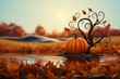 Pumpkin logo on a fall background seasonal branding