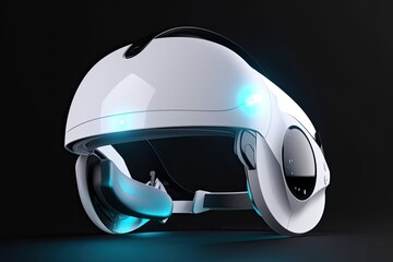 Aufkleber - High-tech VR headset, modern design, reflecting the user's excited expression, futuristic digital environment within the visor VR, 3D Modeling and Rendering