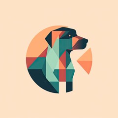 Poster - Dog logo modern and minimalist vector, geometric shapes dog's loyalty and playfulness, Vector illustration in a contemporary graphic design