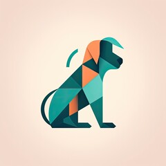 Poster - Dog logo modern and minimalist vector, geometric shapes dog's loyalty and playfulness, Vector illustration in a contemporary graphic design