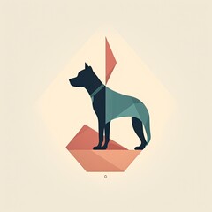 Poster - Dog logo modern and minimalist vector, geometric shapes dog's loyalty and playfulness, Vector illustration in a contemporary graphic design