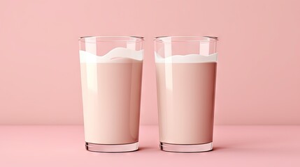 Leinwandbilder - Glasses of coffee milk on pink background. Cold beverage tasty. Refreshment food.