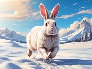 Wall Mural - rabbit in winter