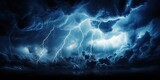 Fototapeta Łazienka - Bright lightning that lit up the dark night sky during an electrical storm. Thunderstorm concept by Generative AI