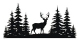Fototapeta  - christmas tree with deer silhouette for logo