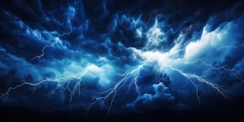 Wall Mural - bright lightning that lit up the dark night sky during an electrical storm. thunderstorm concept by 