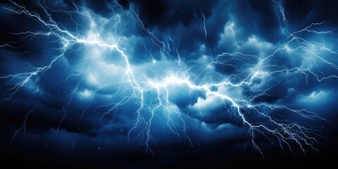 Wall Mural - bright lightning that lit up the dark night sky during an electrical storm. thunderstorm concept by 