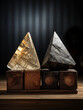 Dekorative Dreiecke aus Stein als Hintergrundmotiv und Druckvorlage, ai generativ