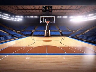 Wall Mural - view of basketball court from grandstand.