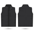 Black vest jacket template front and back view. Vector illustration