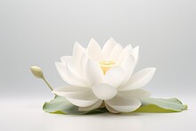 Photo Of A Graceful Lotus Flower On A Solid White Background. Generative AI