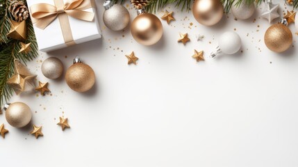 Wall Mural - Christmas and New Year holiday background flat top view