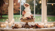 Wedding cake design, autumnal dessert styling and holiday decoration, multi-tier cake for an autumn event venue, food catering service and elegant country decor, cottage style