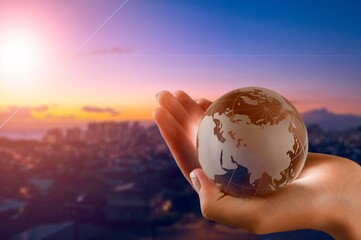 Wall Mural - planet earth globe in the human hands