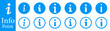 © Ira - Blue info icons collection set. Information button flat design style isolated on white background.