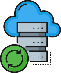 Fototapete - Backup, CDN content delivery network icon, data server and digital media distribution, vector cloud symbol. CDN or computer internet technology system icon of information data cloud backup on server