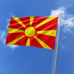 Macedonia flag fluttering in the wind on sky.