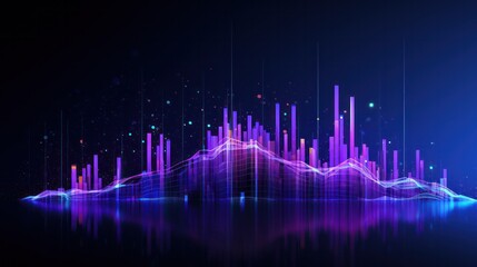 Wall Mural - data visualization hi-tech futuristic infographic illustration in neon purple blue color palette