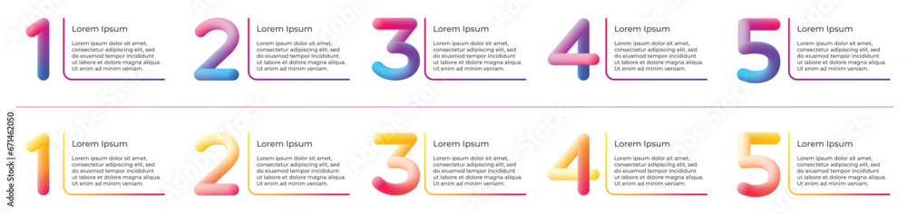 Text Presentation Example Labels Instructions Infographic label template with five step icons and text box, Colorful ...