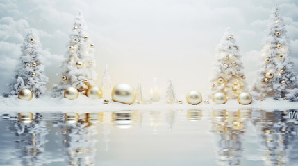 modern shiny creative christmas backdrop. golden festive new year background. generative ai