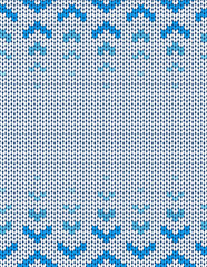 Wall Mural - Blue and white knitted seamless pattern. Geometric ornament