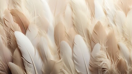 Wall Mural - feathers background with beige colors blend and aesthetic soft style. fragile and sensitive elements