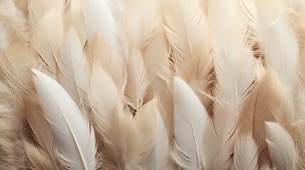 Wall Mural - feathers background with beige colors blend and aesthetic soft style. fragile and sensitive elements