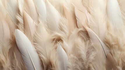 Wall Mural - feathers background with beige colors blend and aesthetic soft style. fragile and sensitive elements