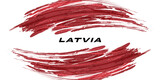 Fototapeta Konie - Flag of Latvia with Brush Style. National Republic of Latvia flag on White Background
