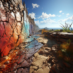 Aufkleber - A powerful image of a fault line in the Earth's crust, illustrating the immense geological forces that lead to cracks.  