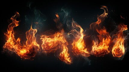 Wall Mural - fire on a black background