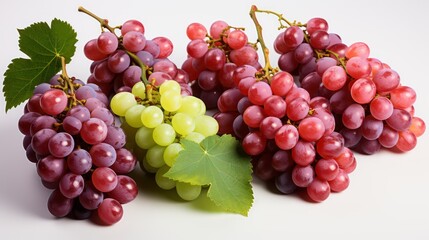 Poster - red and green grapes on a white background