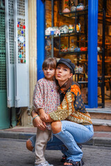 Wall Mural - mother and child in the streets of istanbul turkey 