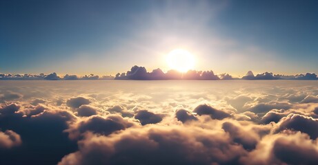 Wall Mural - Sunrise over clouds.