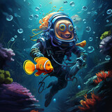 Fototapeta Do akwarium - 
Scuba diving sea underwater fish summer marine.