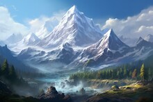 A Picturesque Mountain Range With Captivating Landscape And Breathtaking Scenery. Generative AI