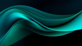 Fototapeta  - Black dark light jade petrol teal cyan sea blue green abstract wave wavy line background. Ombre gradient. Generative AI.