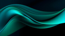 Black Dark Light Jade Petrol Teal Cyan Sea Blue Green Abstract Wave Wavy Line Background. Ombre Gradient. Generative AI.