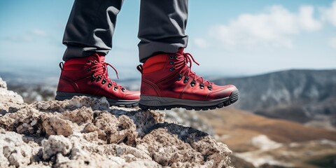 Sticker - a close-up of hiking boots