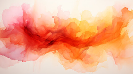 Wall Mural - Bright orange, yellow, red pastel abstract watercolor splash brushes texture illustration art paper - Creative Aquarelle painted, isolated on white background, canvas for design, hand drawing