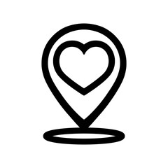 Wall Mural - love location symbol. heart with map dot. gps icon isolated.