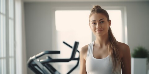 Wall Mural - Portrait young fitness woman