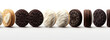 Chocolate cookies with cream isolated on a white background.Chocolate biscuits
