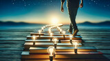 Fototapeta  - Journey of Knowledge: A Path Illuminated by Books and Ideas