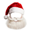 © ink drop - A festive Father Christmas beard and hat isolated on a plain background. Santa costume