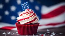 Cupcake With American Flag