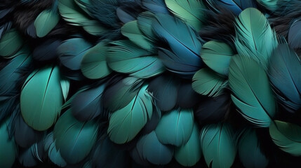 Wall Mural - Abstract background of bright turquoise feathers. Illustration, wallpaper.