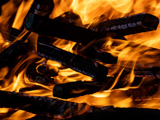 flames of fire on charcoal as background.