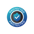 Protection, protected shield concept with banner. Safety badge icon. Security label. Vector illustration