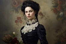 Medieval Fashion. Victorian Style Clothes Woman Portrait